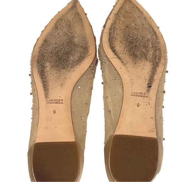 Pre-owned Badgley Mischska Collection Satin Crystal Skimmer wedding Flat 9M - Picture 8 of 11